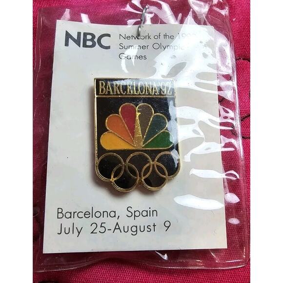 NBC Barcelona Summer Olympics 1992 Sports Lapel Pin Vintage - Picture 1 of 3